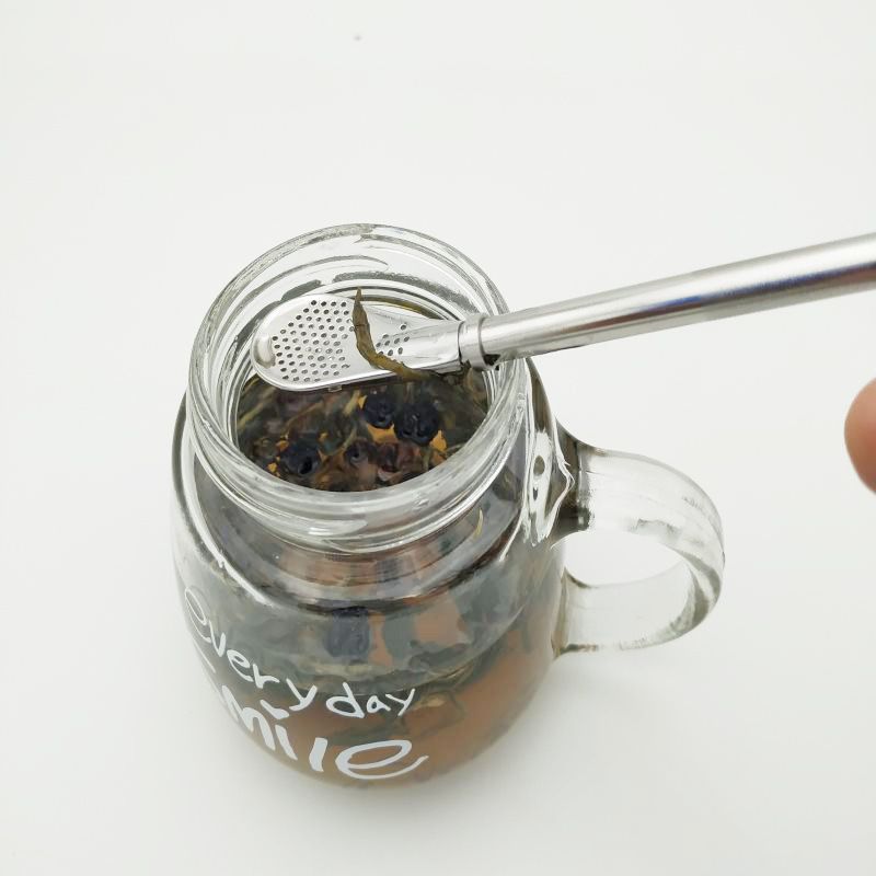 Cucchiaio di paglia in acciaio inox 304 cucchiaio di miscelazione del caffè antiscivolo filtro Cucchiaio di paglia per succo filtro spot_voghion.com