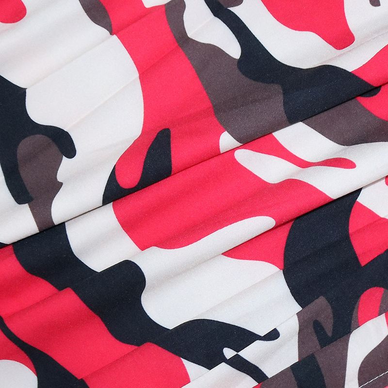 S390441 Spring Summer New Women's Casual Camouflage Print Zipper Split Elastic Waist Skirt_voghion.com