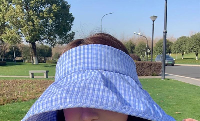 Summer New Empty Top Hat Children's Small Fresh Plaid Seaside UV Protection Large Brim Sunshade Sunscreen Hat_voghion.com