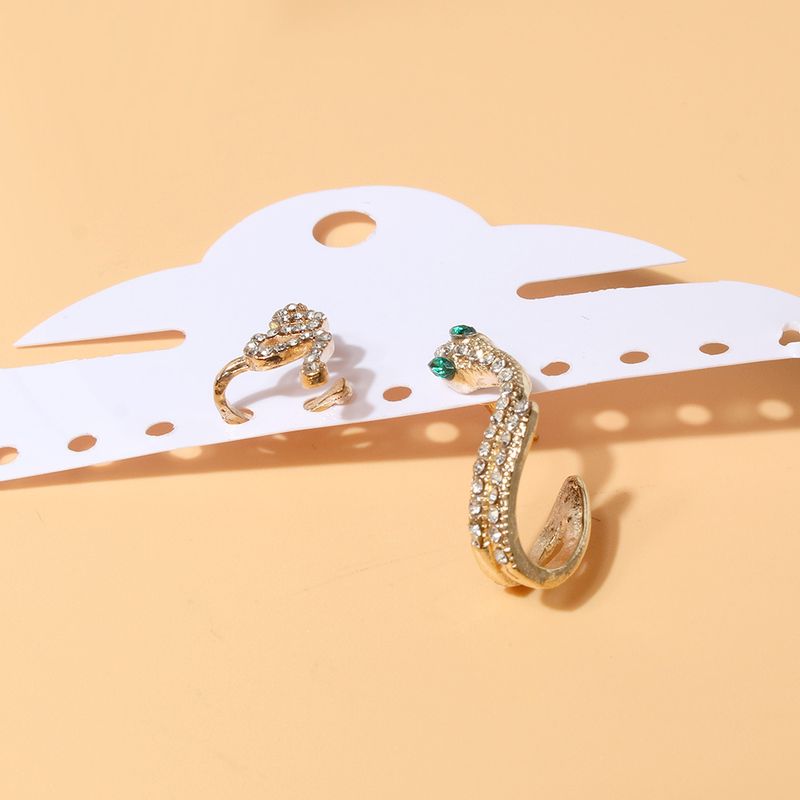 Damen-Schmuckset, modische Ohrringe, Legierung mit eingelegtem Strass, kleine Schlangenohrringe, einfache Ohrringe für Frauen_voghion.com