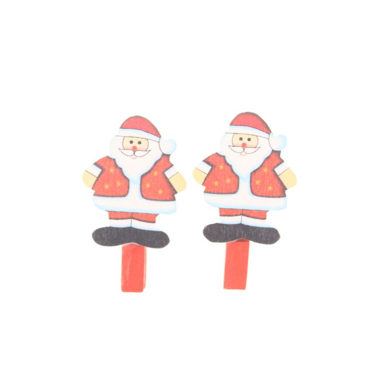 Christmas series wooden clip cute cartoon Christmas tree postcard clip Christmas decoration clip 10 PCs/bag_voghion.com