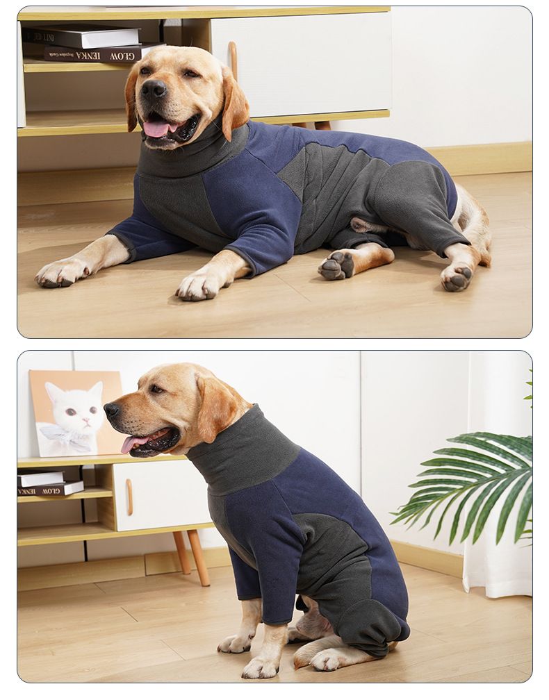 winter dog clothes adjustable full surround four legged thick warm cotton clothes high collar plus velvet dog cotton clothes_voghion.com