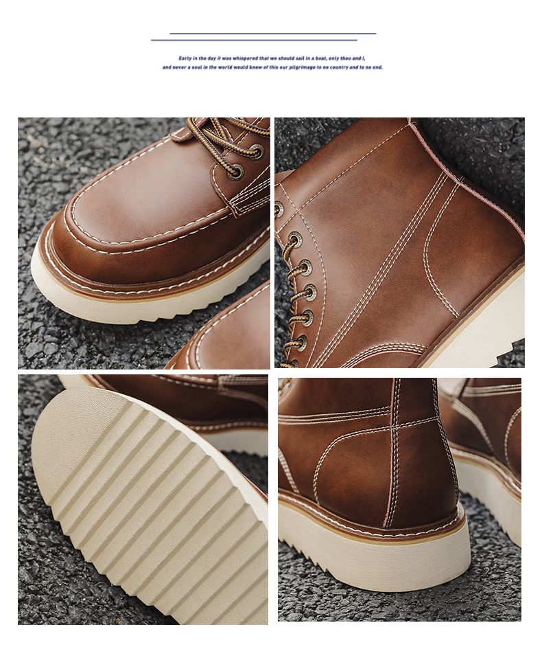 Worker Boot Men Genuine Leather Special-Interest Design Fancy Outdoor American 875 Black Short Locomotive Martin Boots_voghion.com
