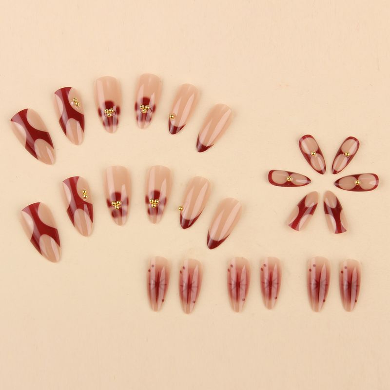 False Nails Nail Art Retro Flower Repeatable False Nails Long Almond Wear Nails_voghion.com