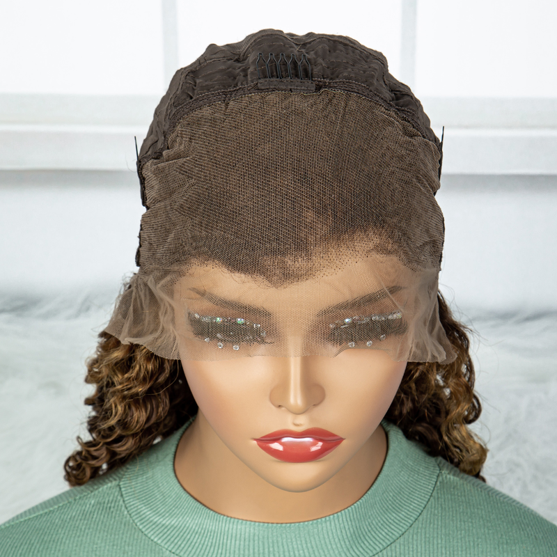 13x4 Pre-Lace Brazilian Hair 180% density human hair wig P4/27 Long wavy wig suitable for women's daily wear natural fashion_voghion.com