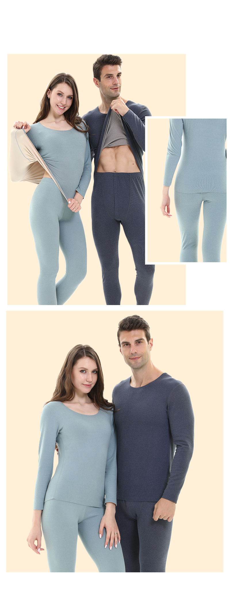 AB kationische thermisch ondergoedset voor dames plus fluwelen naadloze thermische kleding voor heren en dames met lange onderbroek_voghion.com