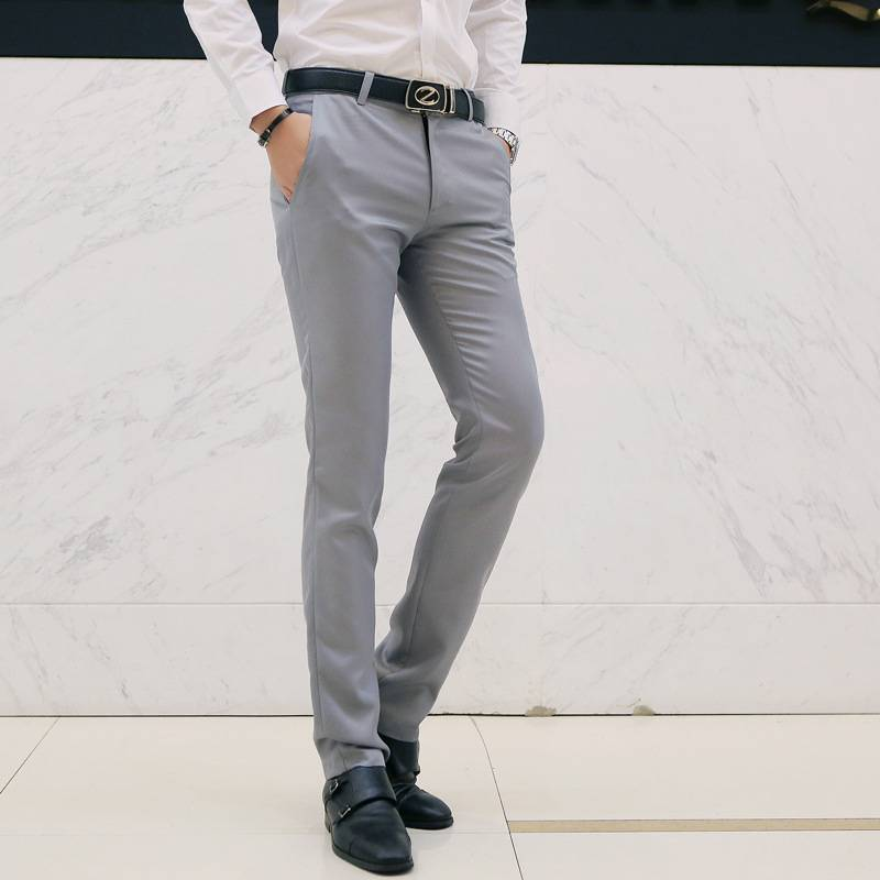 Erkek Giyim Moda Yeni Günlük İş Pantolonu Erkekler İçin Kore Tarzı İnce Günlük Pantolon_voghion.com