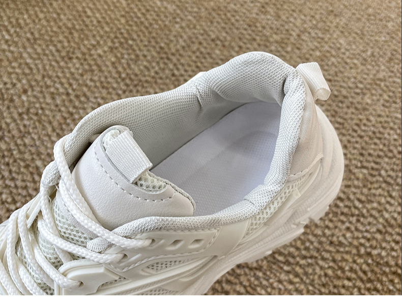 New Thick Soled Breathable Single Lined Platform Sports Super High Heels Kitten Legs White Shoes_voghion.com
