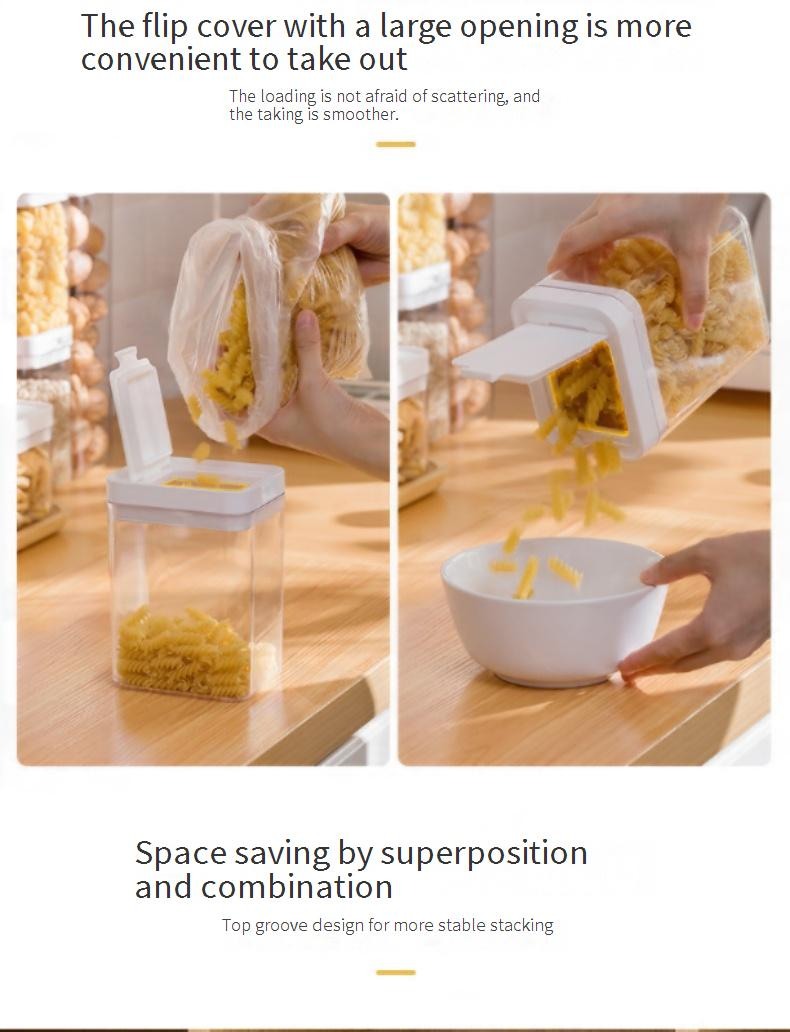 Luchtdichte voedselcontainers - BPA-vrije keukenbussen (set van 5 voor bloem, rijst, pasta en droge goederen - stapelbaar, transparant ontwerp)_voghion.com