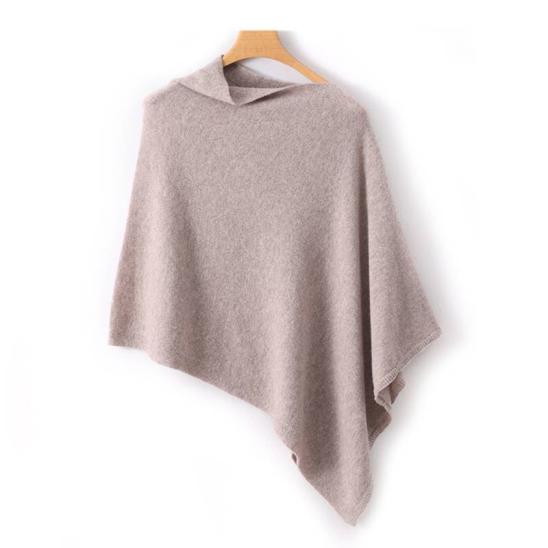 Women's Irregular Cape Sweater 100% Wool, Shawl, Low Collar Sunscreen Shirt, Wide Knit Top For Spring And Summer_voghion.com