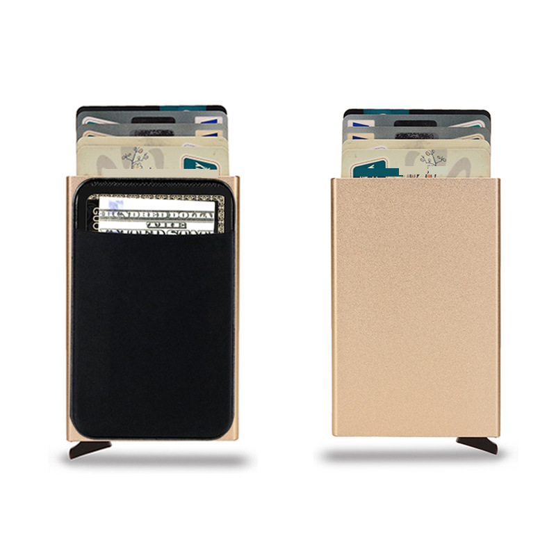 Passhüllen und -taschen RFID-Kartenhalter Metallkartenhalter Kreditkarte aus Aluminiumlegierung Automatischer Pop-up-Kartenhalter aus Aluminiumbox Münzgeldbörse_voghion.com