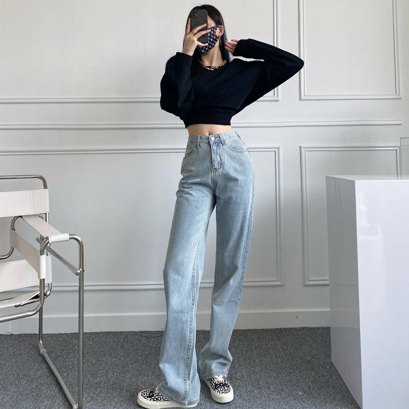 Jeans a zampa extra lunghi per donne alte - Pantaloni a gamba larga a vita alta con elastico, pantaloni in denim taglie forti_voghion.com