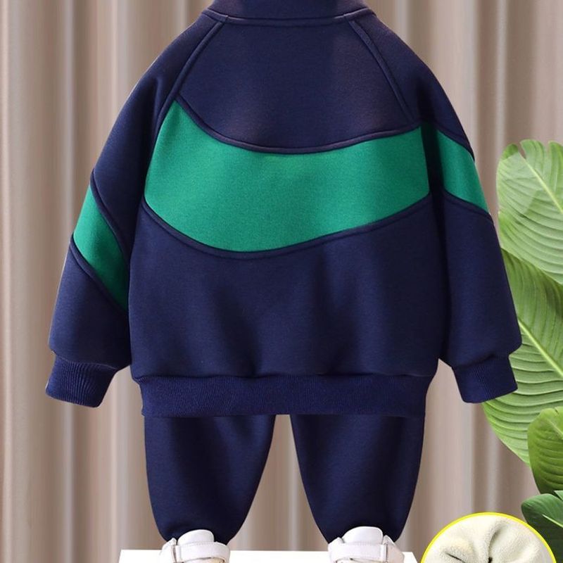Boys' Velvet Two-Piece Suit - Soft Fleece Jacket & Pants Set For Toddlers & Kids (3-7 Years) - Warm & Stylish Casual Outfit_voghion.com