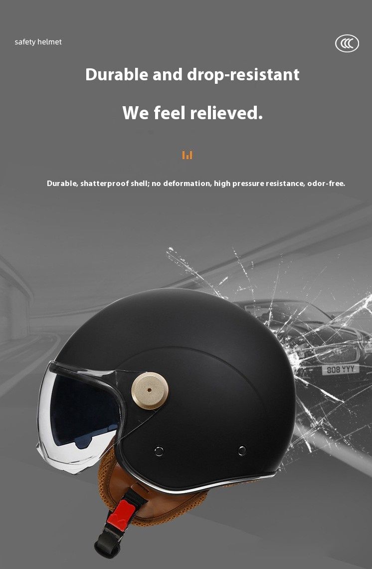 Dual Visor Motorcycle Bluetooth Helmet With Cat Ears – DOT & 3C Certified Retro Half Helmet For Men & Women, All-Season Riding Gear_voghion.com