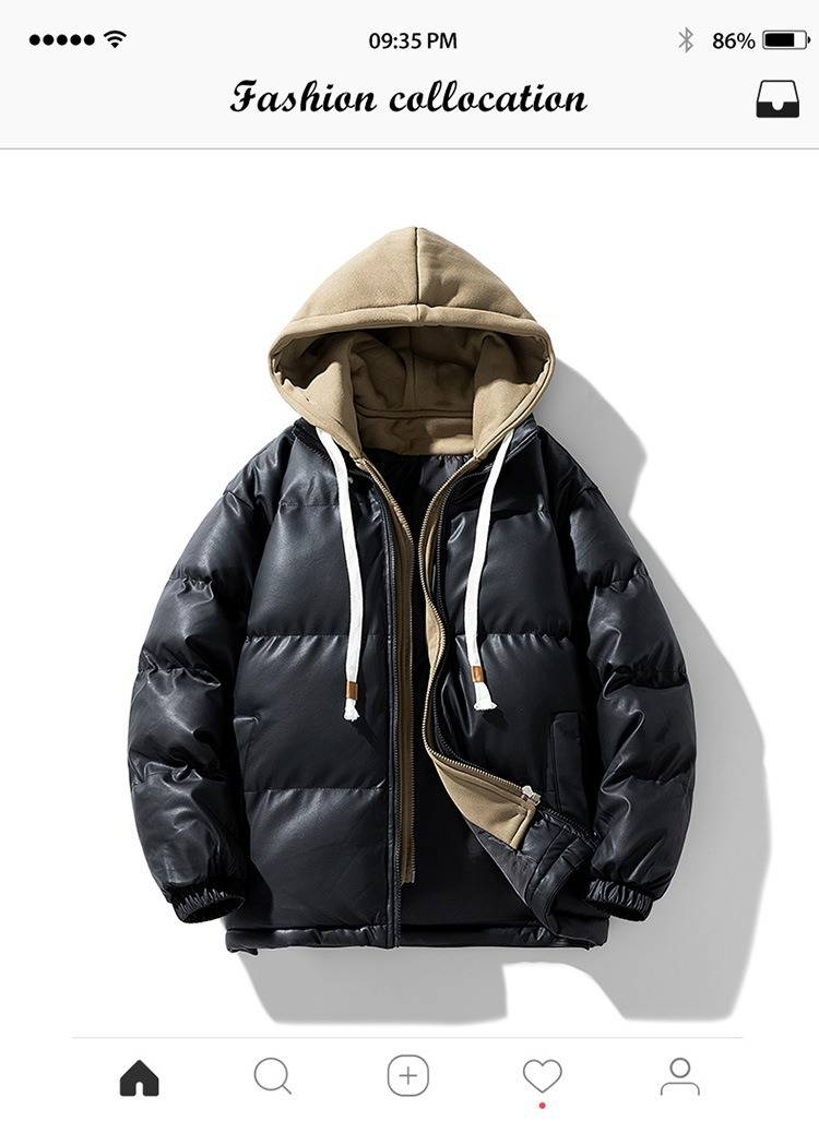 Winter-Fleecejacke mit Kapuze für Herren – Verdickter, locker sitzender Mantel mit Reißverschluss und Taschen, modisches zweifarbiges Design für Teenager und Jugendliche (Schwarz/Weiß)_voghion.com
