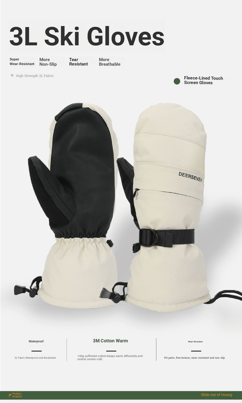 Guanti invernali da snowboard da uomo, caldi all'aperto, antivento, touch screen, in pile, impermeabili, da donna, caldi e con le dita_voghion.com