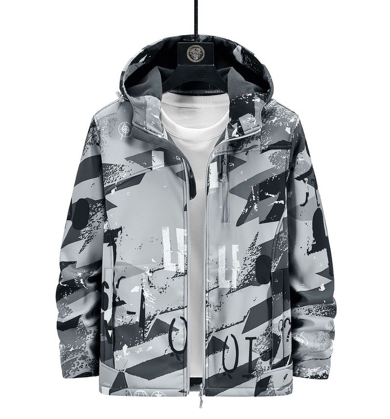 2024 New Outdoor Single Layer Soft Shell Jacket Plus Size Couples Camouflage Waterproof Windproof Coat_voghion.com