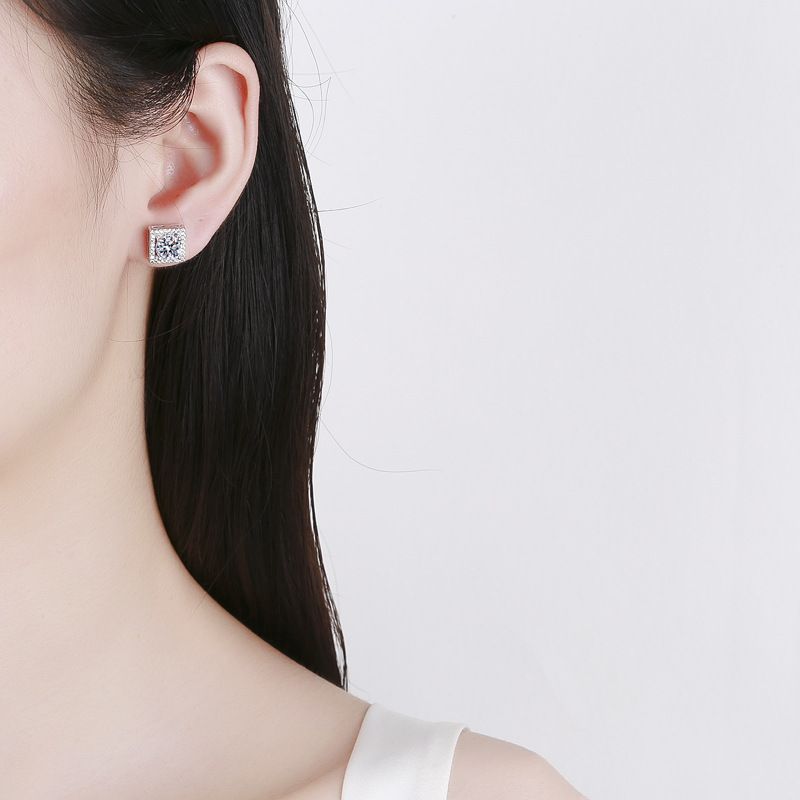 Gioielli in argento Sterling S, colore D, orecchini con mosonite da 1 carato, nuova borsa quadrata da donna, alla moda ed elegante_voghion.com