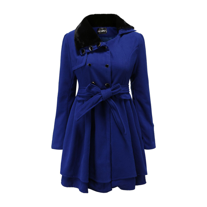 New women's slim fit long double breasted woolen coat, windbreaker for women_voghion.com
