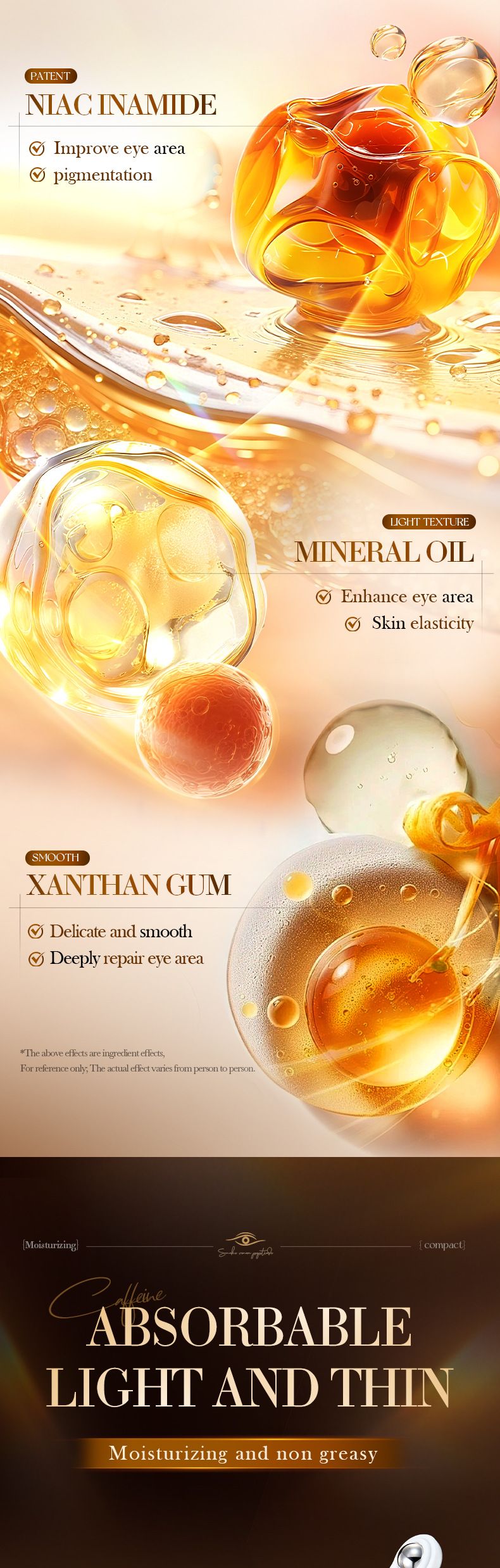 Snake Venom Peptide Caffeine Massage 25g Improve Eye Moisturizing Cream Skin Care Products_voghion.com