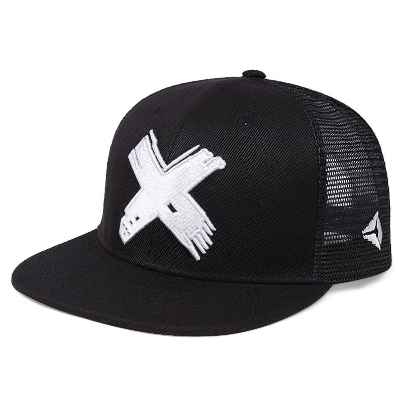 Men's Casual Baseball Cap Women's Outdoor Sun Protection Visor Adjustable Embroidered Letter X Flat Brim Hat_voghion.com