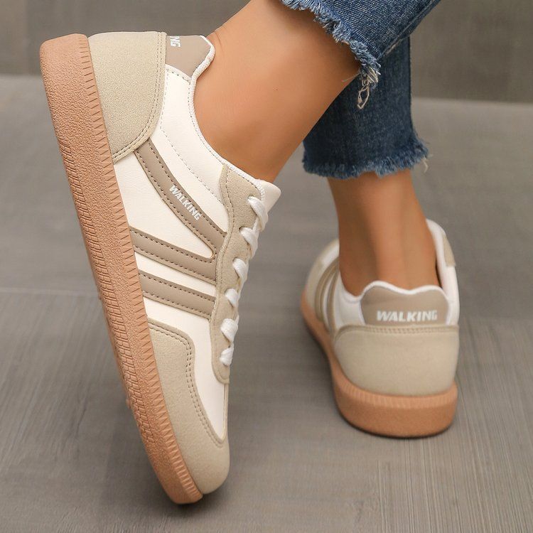 Cross-Border Women's Plus Size German Training Sneakers 2025 New European And American Retro Color Block Flat Single_voghion.com