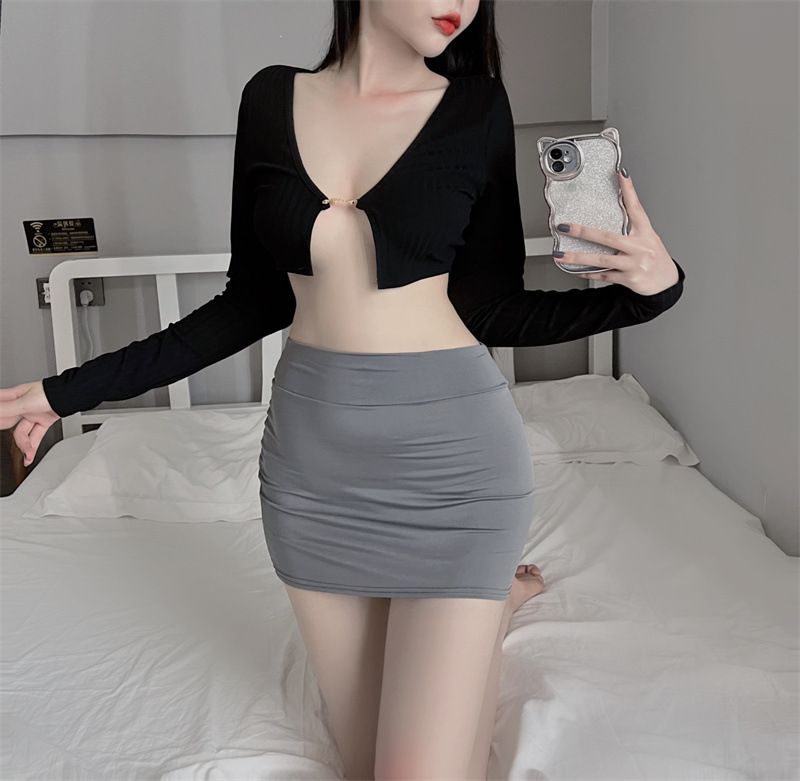 vendita calda Gonna sottile non foderata con fianchi sexy Minigonna attillata elastica trasparente da donna Carina seta di ghiaccio liscia Vita alta Notte_voghion.com