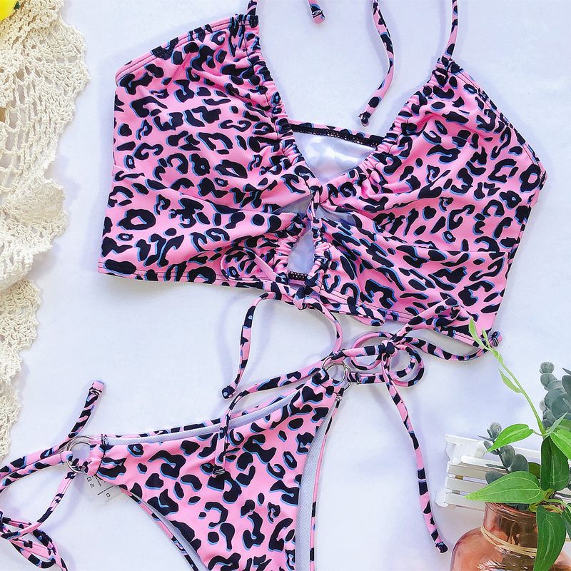 Damenbekleidung Split Badeanzug Leopardenmuster Bikini Badeanzug_voghion.com