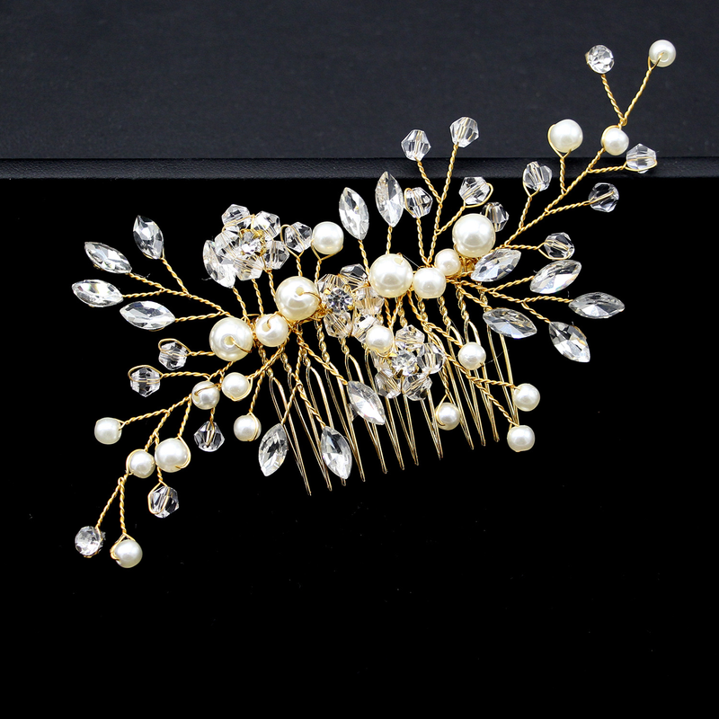 Women's Jewelry pearl hair combs, white crystal tiaras, banquet hair accessories, bridal tiaras and combs wholesale_voghion.com