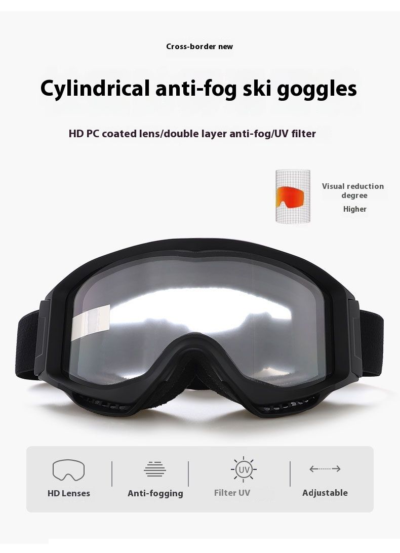 H873 large cylindrical double-layer anti fog sports outdoor skiing goggles, hiking goggles_voghion.com