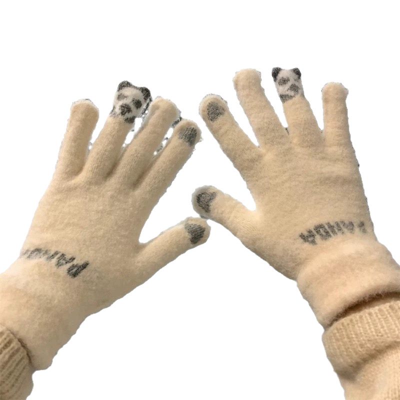 Handschuhe Herbst Winter Damen Niedlich Fleecegefüttert Winddicht Warm Kältedicht Touchscreen Weich Mädchen Radfahren Student Fünf-Finger_voghion.com