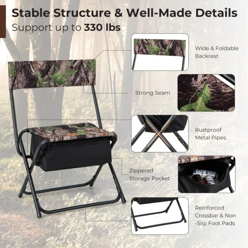 For Patio With Foldable Hiking Chair Storage Backrest Pocket Camping_voghion.com
