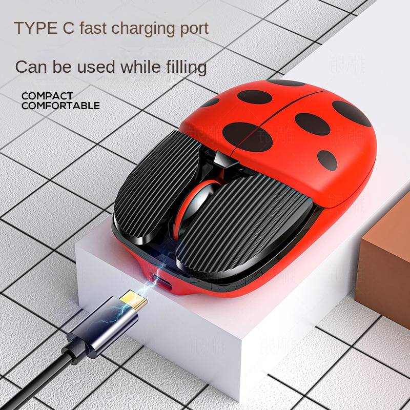 Silver A10 Cartoon Rechargeable Wireless Mouse Creative Bluetooth Office Game Mini Mute Computer Accessories_voghion.com