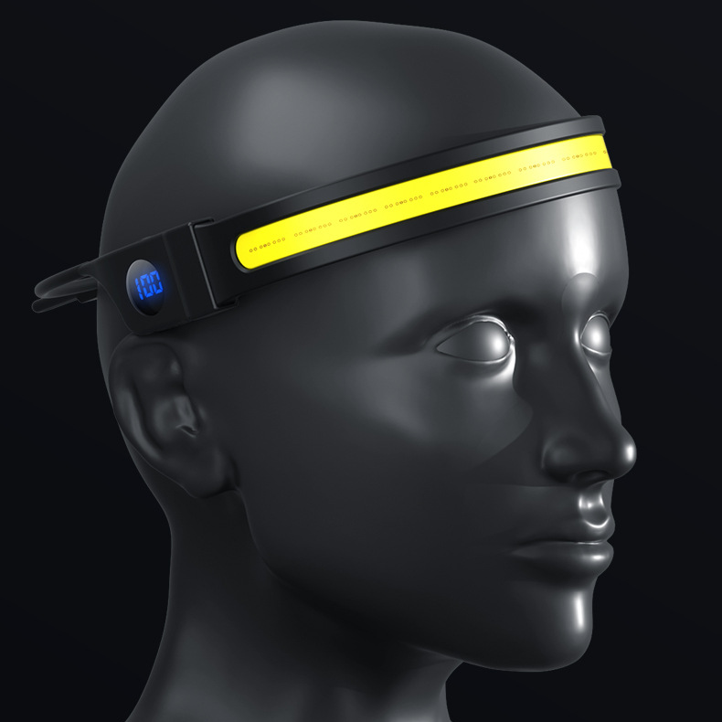 New digital power display COB double light source silicone headlamp outdoor cycling running LED head light_voghion.com