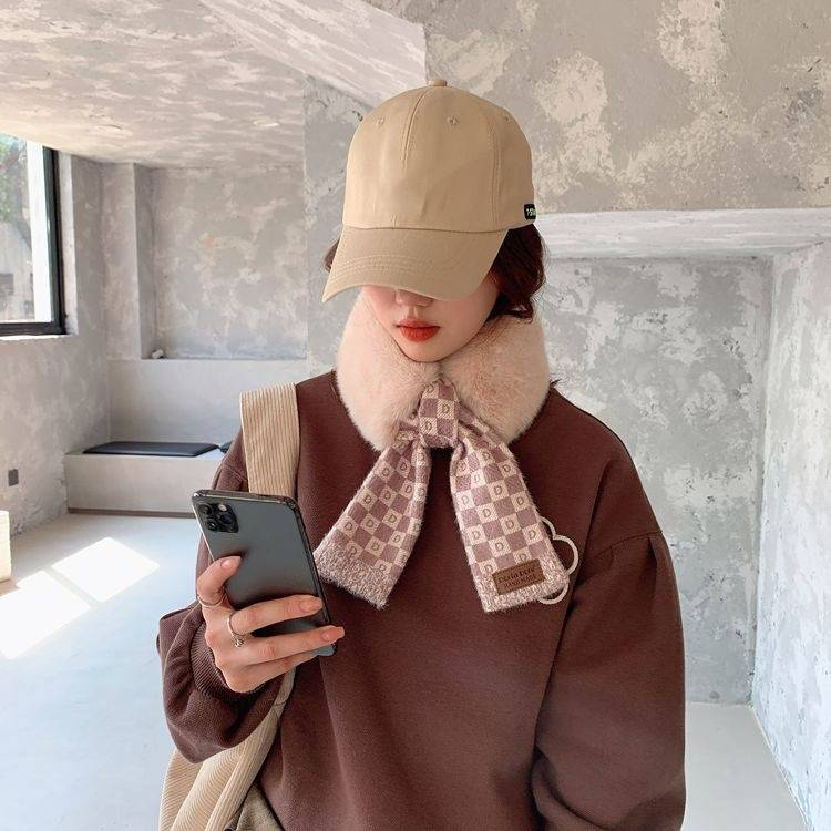 Hair collar scarf winter new Korean version ins high-grade plush warm neck protection scarf_voghion.com