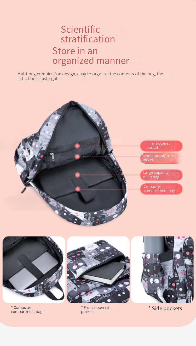 Women's Bags Backpack For Women Style Large Capacity Casual Backpack Three Piece Set For Female Middle School Students Schoolbag Computer Backpack_voghion.com