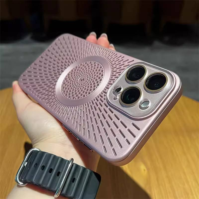 Telefoonhoesje en hoesjes geschikt voor iPhone 16 Zomer Geavanceerde ijswarmteafvoer Holle magnetische mobiele telefoonhoes Lensfolie Beschermhoes_voghion.com