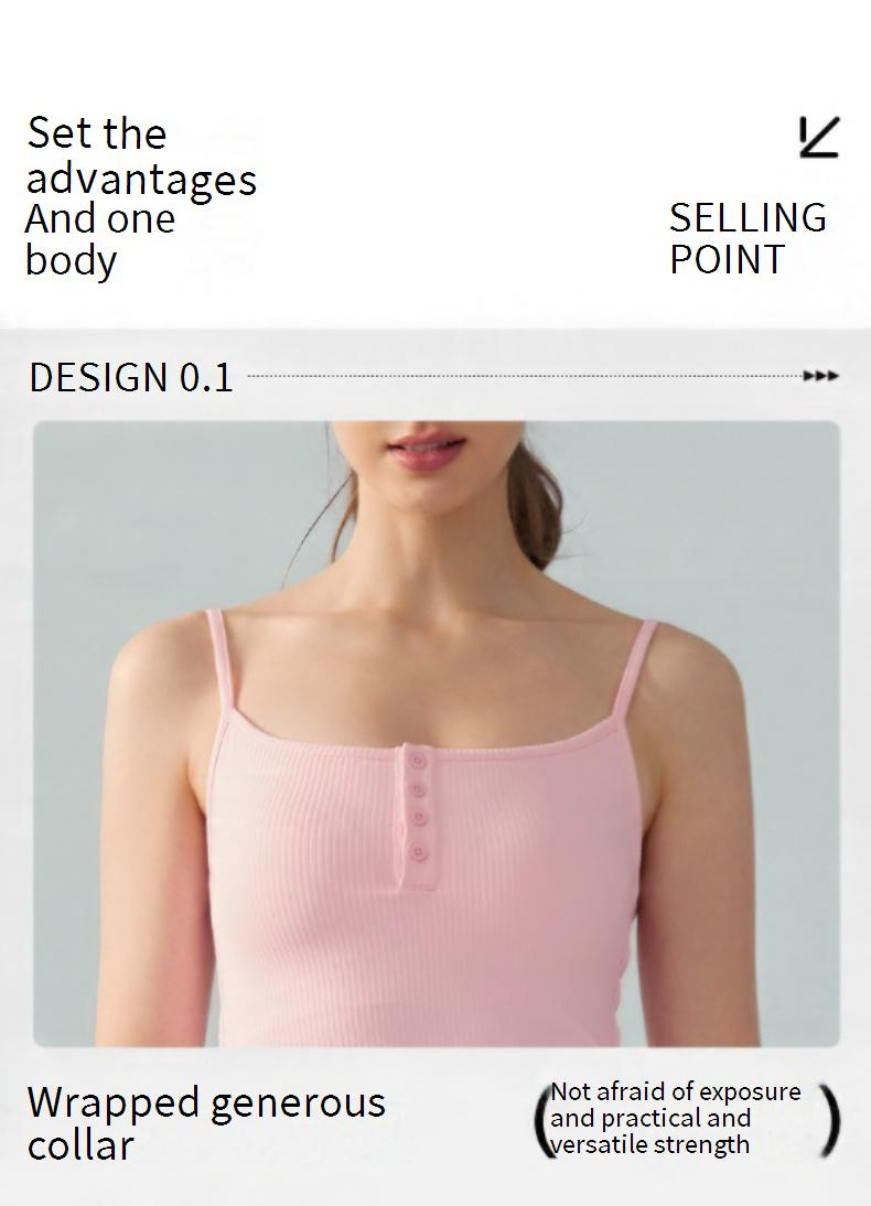 Odzież damska Seksowna koszulka do jogi z kwadratowym dekoltem i ramiączkami spaghetti z ochraniaczem na klatkę piersiową dla kobiet do noszenia jako warstwa zewnętrzna Uniwersalny i smukły top do pilatesu_voghion.com