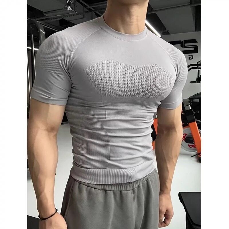 Men's Clothing Quick Drying Short Sleeved Running Sports Training Clothes Compression T Shirts, Stretch Tops Showing Muscle Fitness Clothes For Men_voghion.com