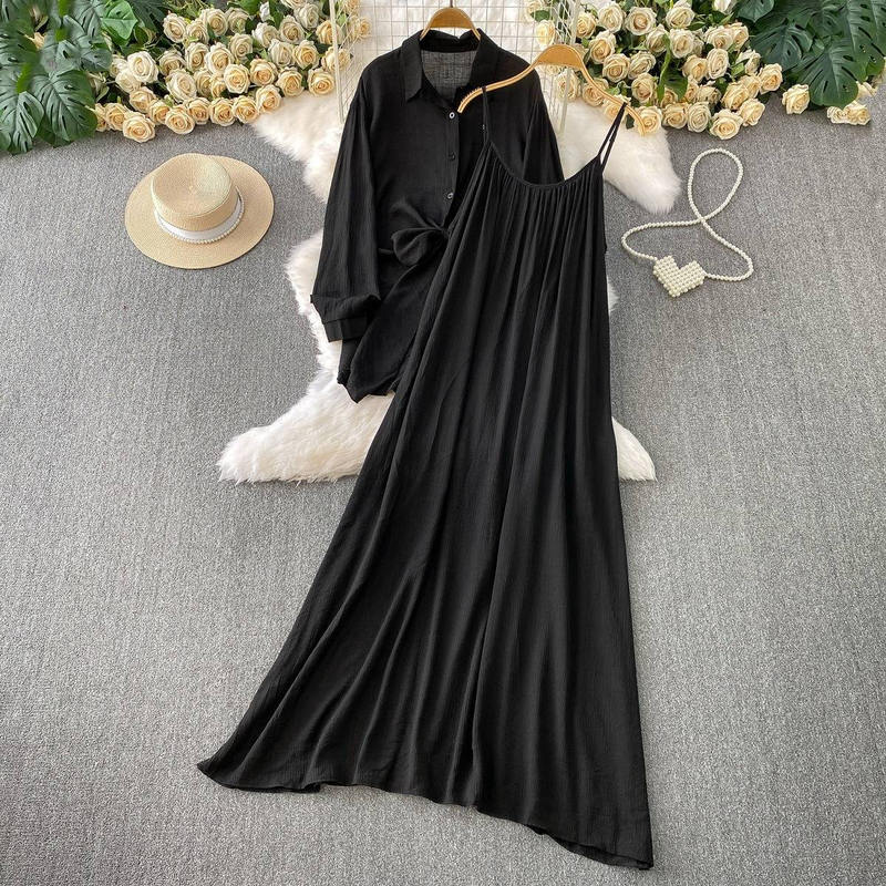 Women's Clothing Gentle Pink Design Temperament Bow Tie Lapel Shirt Casual Loose Slim Suspender Dress Suit_voghion.com