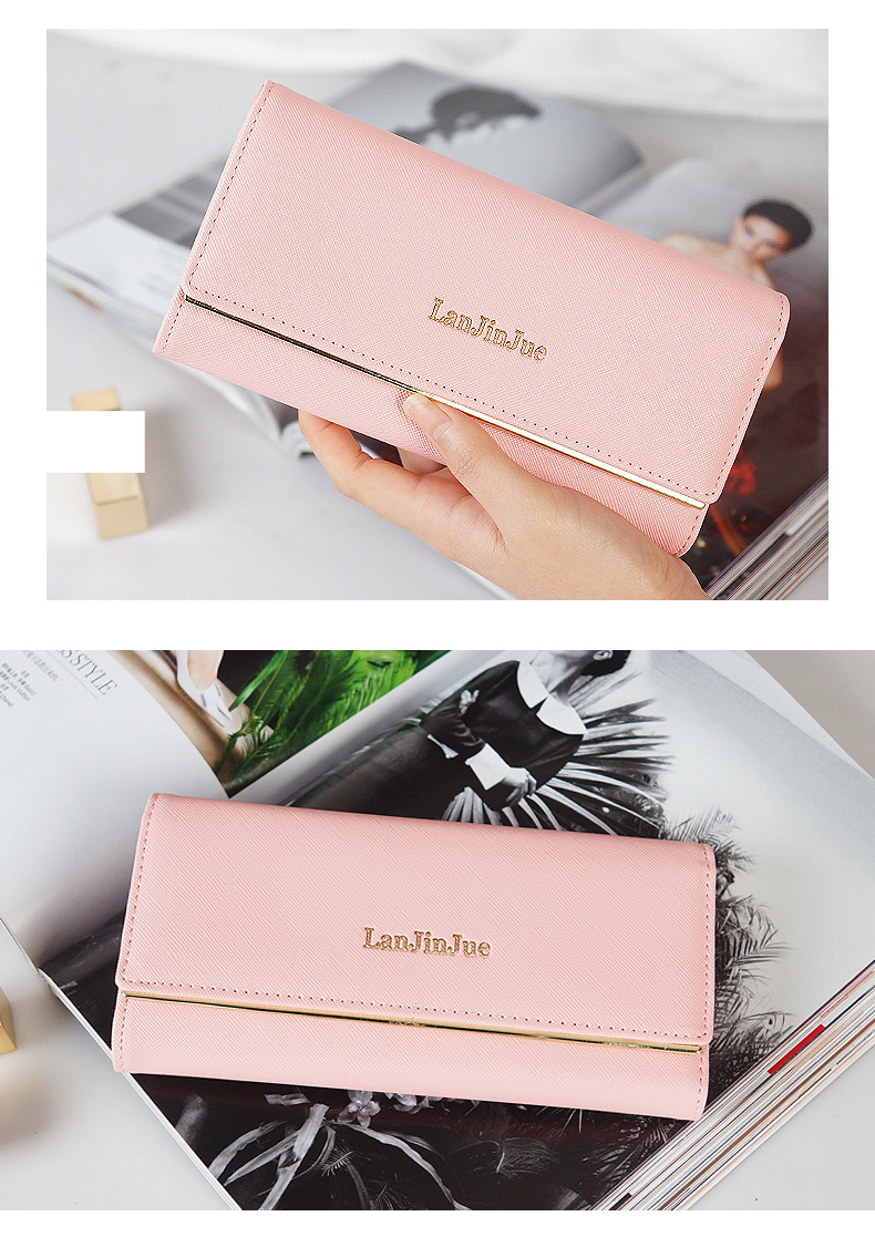 Women's Wallet Card Cases Multi Card Slot Letter Buckle Clutch Bag Simple Simple Daily Life Three Fold Wallet_voghion.com