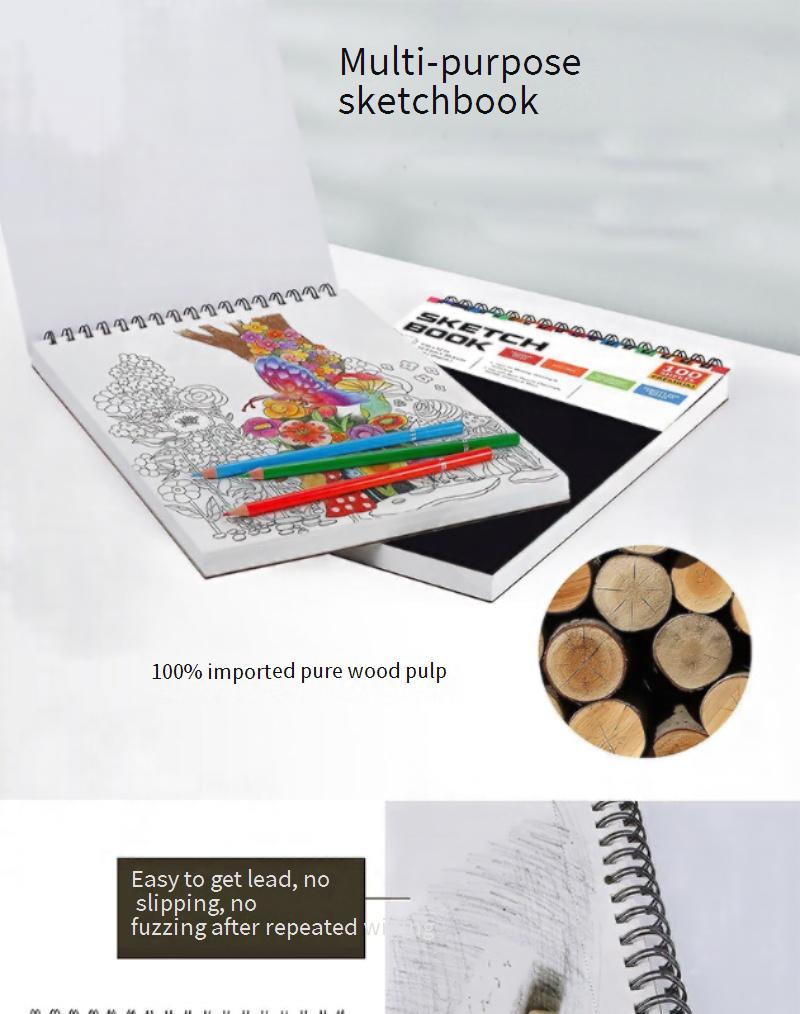 Professional 9x12 Inch Sketch Book - 200 Pages Blank Drawing Paper, Spiral Bound, Tear-Out Sheets For Artists, Students & Hobbyists_voghion.com