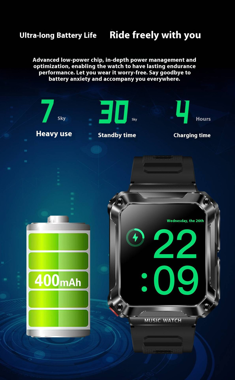Smartwatch met bloeddruk-, hartslag- en SpO2-meter, TWS Bluetooth-oortelefoons, 2-in-1 fitnesstracker voor Android, IPX5 waterdicht_voghion.com