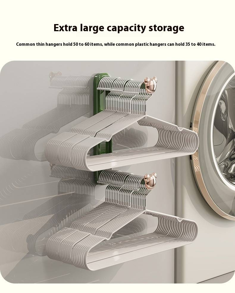 Appendiabiti pieghevole a 2 ripiani da parete – Organizer salvaspazio regolabile per camera da letto, bagno e balcone (montaggio a gancio, senza fori)_voghion.com