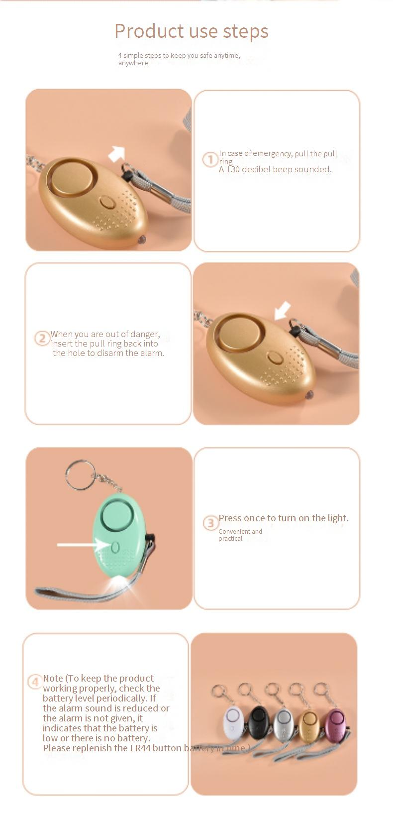 Outdoor Alarm 130 High Decibel Egg Personal Alarm Self-defense Supplies Self-defense Alarm Emergency Call Device_voghion.com