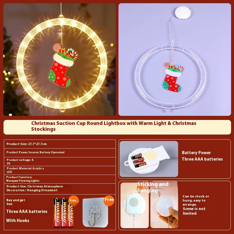 Guirnalda de luces LED navideñas con efectos intermitentes: luces decorativas para colgar en ventanas (blanco cálido, 4,5 V)_voghion.com