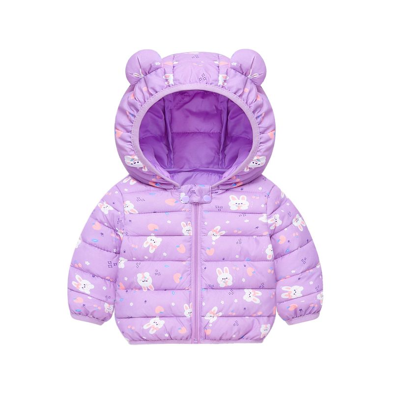Giacca invernale per bambini con orecchie di animali - Cappotto imbottito leggero per bambini e bambine, morbido capospalla con cappuccio in poliestere per neonati e bambini piccoli (80-120 cm)_voghion.com