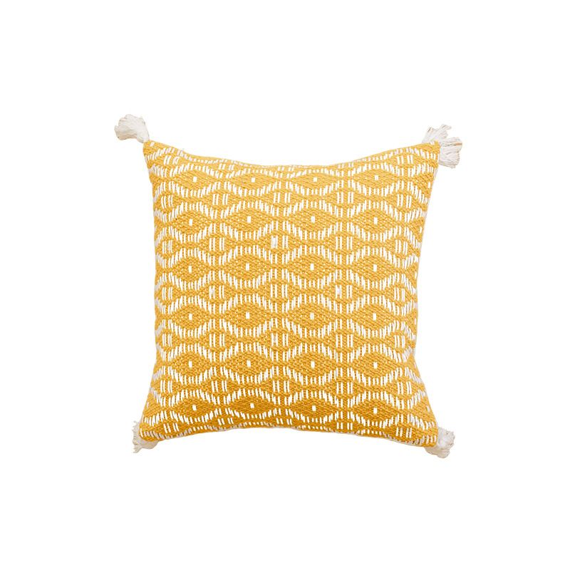 Fodera per cuscino con nappa bohémien - Cuscino decorativo a righe in cotone per divano, letto, auto (30x50 cm/45x45 cm, senza imbottitura)_voghion.com