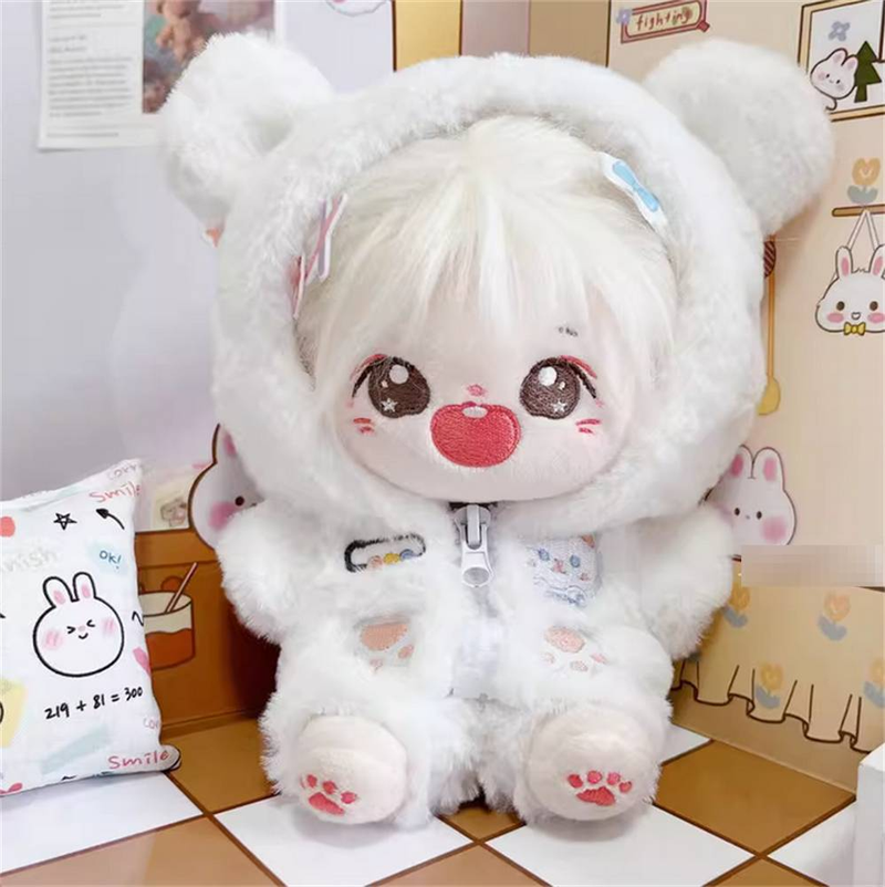 Suitable For 20CM Cotton Dolls To Wear Outerwear, Animal White Bear Jumpsuit, 20cm Humanoid Raising Doll, Cute Dressing Up Doll Outfit_voghion.com