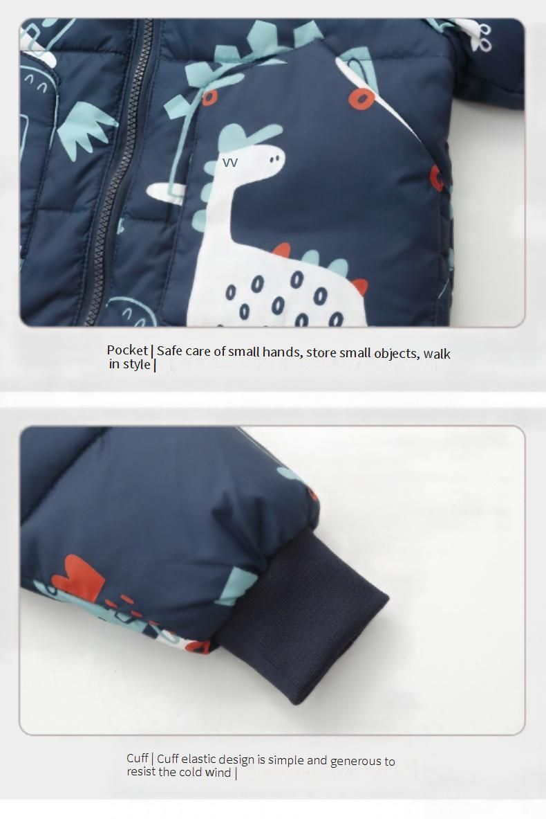 Dinosaur Print Kids Down Jacket & Snowsuit Set - Warm Winter Coat For Boys & Girls Ages 1-6, 90% White Duck Down Filling_voghion.com